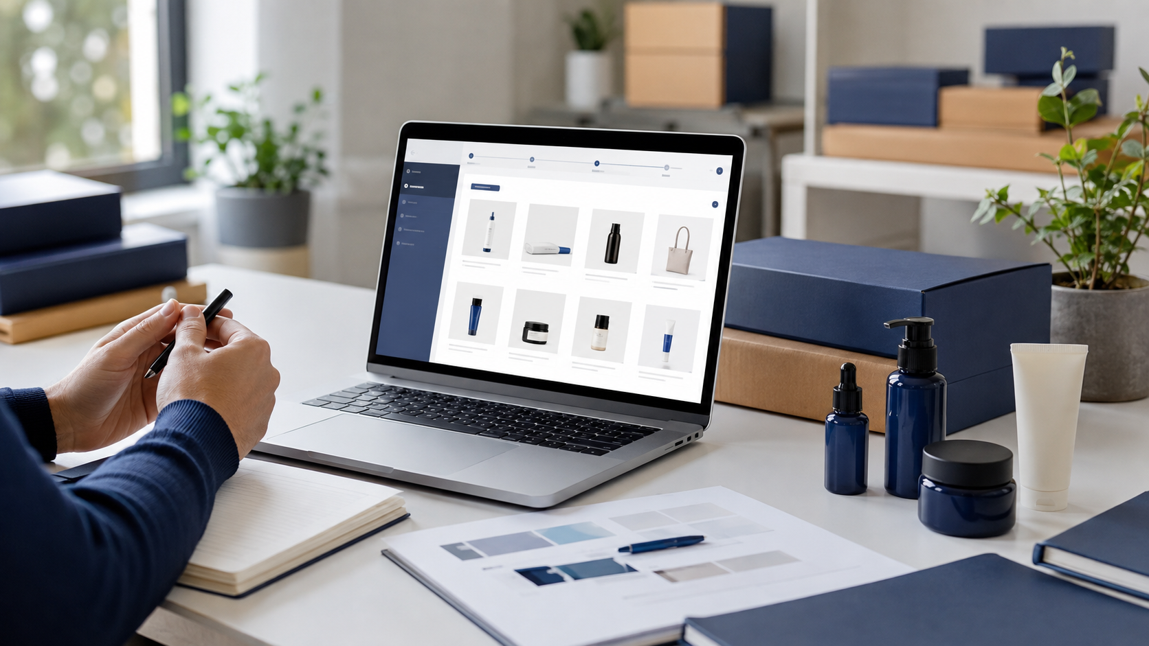 Yeni e-ticaret mağazası kurulumu için profesyonel çalışma ortamı
