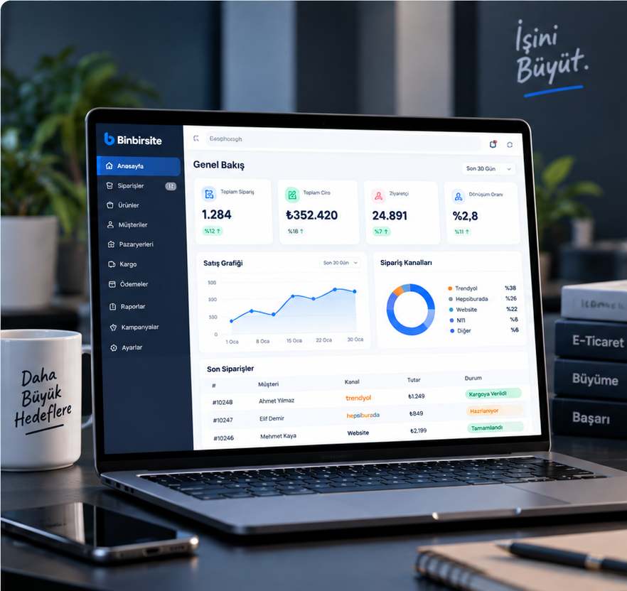 Binbirsite e-ticaret yazılımı yönetim paneli